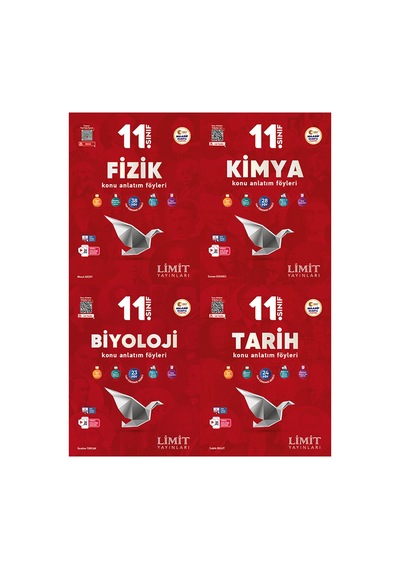 Limit 2027 11. Sınıf Fizik + Kimya + Biyoloji + Tarih Konu Anlatım Föyleri Seti 4 Kitap Maarif Model