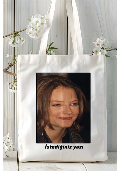 Art Hediye Jodie Foster Baskılı Bez Çanta Omuz Çantası Kişiye Özel Desen 2 Çok Renkli