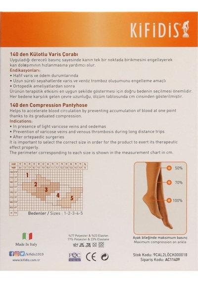 Kifidis 140 Den. 18-20 Mmhg Külotlu Çorabı-36.a.ten Açık Ten 1