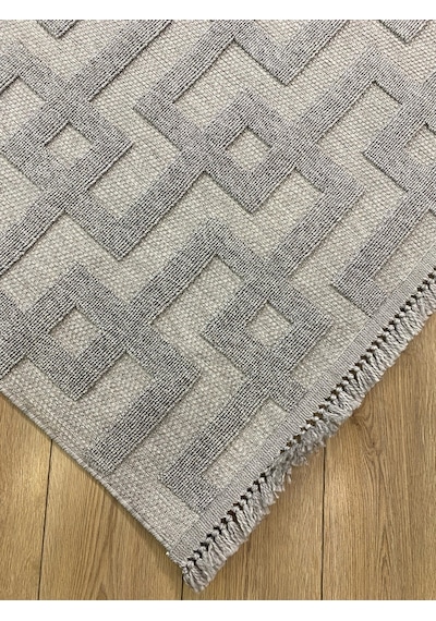 Çam Halı Enti Halı Togo 7509 Gri Geometrik Desenli Makine Halısı