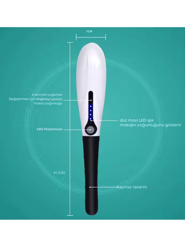 Robx S426 Titreşimli 5 Başlıklı Mini Şarjlı Vücut Masaj Aleti Beyaz - Siyah