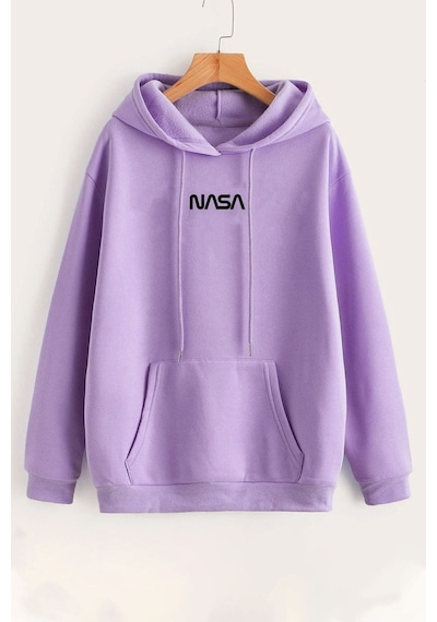 Uyguntarz Unisex Nasa Baskılı Sweatshirt Lila