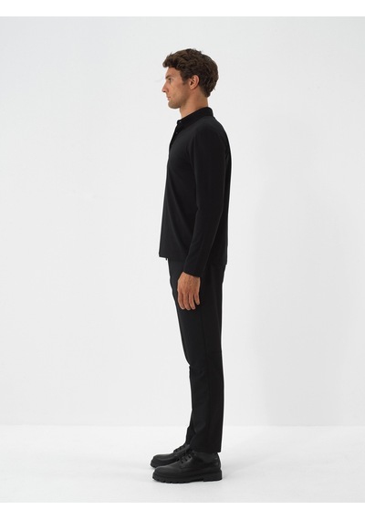 Xint Siyah Modal Dokulu Slim Fit Uzun Kollu Tişört 502280