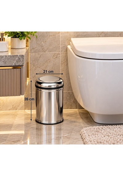Pratik Kapak Çöp Kovası 5 Lt Paslanmaz Acar 13269