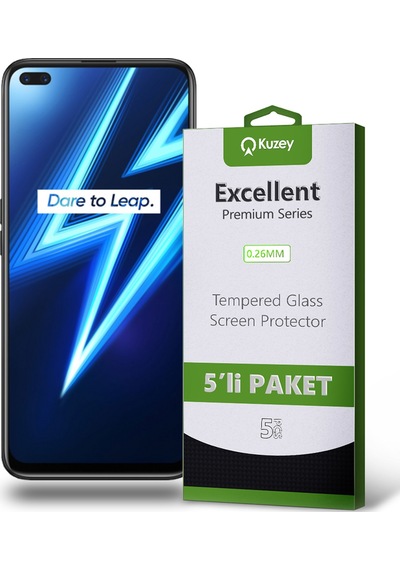 Realme 6 Pro ile Uyumlu Kırılmaz Temperli Ekran Koruyucu Cam Ekonomik 5'li Paket