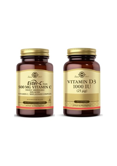 Solgar Ester-C Plus 500 Mg 50 Kapsül Solgar Vitamin D3 1000 Iu 10