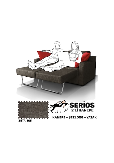 Serios Şezlonglu Yataklı Kanepe - Zeta 165