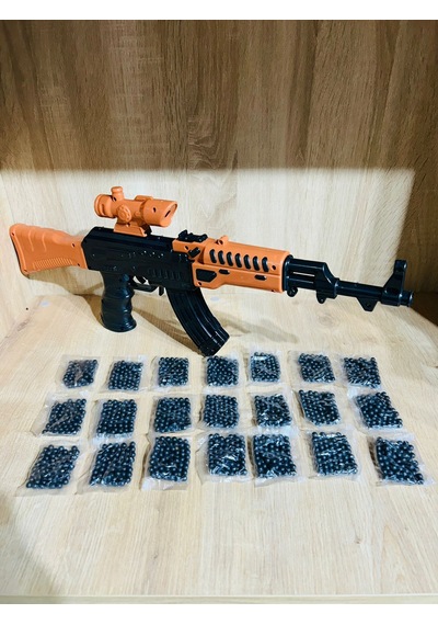 Boncuklu Oyuncak Tüfek 55 Cm 1 Adet Ak47+21 Paket Plastik Boncuk