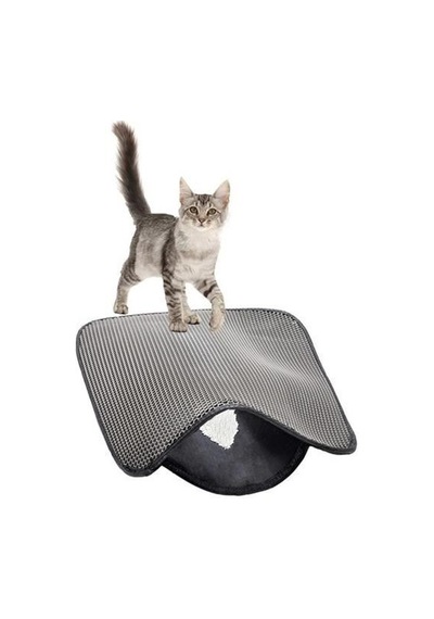 Kedi Tuvalet Önü Kum Topyıcı Temizleyici Elekli Gri Paspas