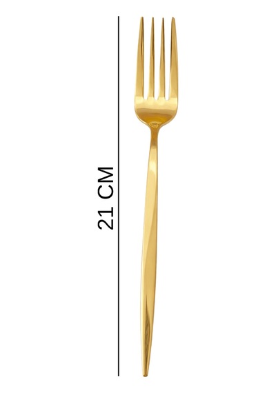 6'lı Gold Paslanmaz Çelik Yemek Çatalı Parlak Altın Renk Modern Sofra Çatalı Altın