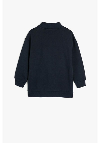 Hipatu Koton Erkek Çocuk Sweatshirt Dik Yaka Yarım Fermuarlı Uzun Kollu Lacivert