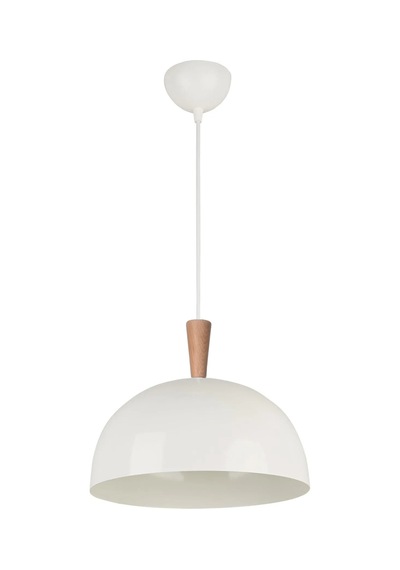 Neo Modern Tasarım Ahşap Detaylı Metal Cafe - Mutfak Beyaz Renk Tekli Avize 28 Cm Beyaz Beyaz