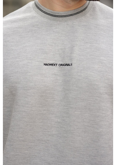 Madmext Grimelanj Nakış Detaylı Basic Erkek T-shirt E7106 Grimelanj