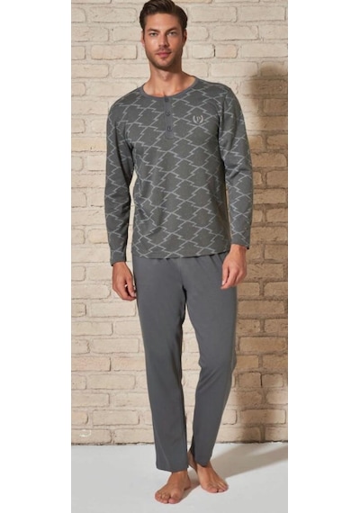 Pijadore Erkek Pamuklu Uzun Kollu Pamuklu Pijama Takımı 1766 001