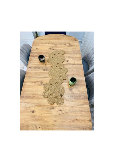 Jüt, Hasır, Dekoratif Masa Örtüsü,papatya Model Runner 35x100 Cm, Sehpa Örtüsü, Bohem Tarzı Hasır Hasır