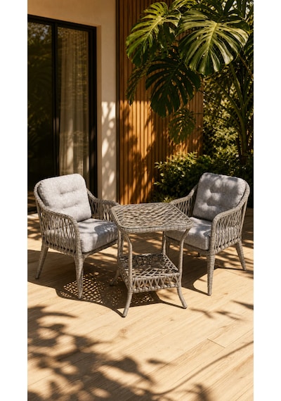 Small Raddan 1+1 Bistro Set Minderli 2 Kişilik Raddan Oturma Grubu Camlı Sehpa Bahçe Balkon Teras Set Gri Small Raddan 1+1 Bistro Set Minderli 2 Kişilik Raddan Oturma Grubu Camlı Sehpa Bahçe Balkon Teras Set Gri