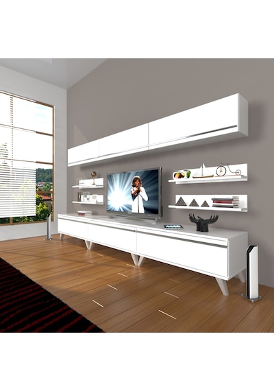 Decoraktiv Eko 8y Mdf Retro Tv Ünitesi Tv Sehpası Beyaz