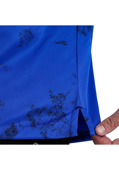 Gölge Desenli Spor Polo Yaka Erkek Kısa Kol Tişört Saks Mavi