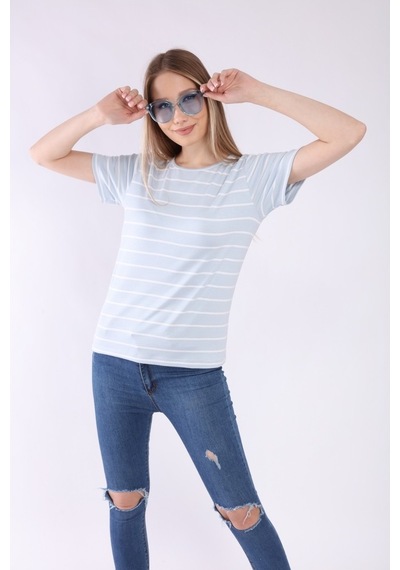 Neslice Kadın Basic Yaka Kısa Kol T-Shirt