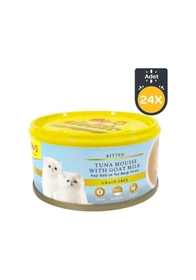 Me-O Delite Tahılsız Tuna Balıklı ve Keçi Sütlü Ezme Yavru Kedi Konservesi 24 x 80 G