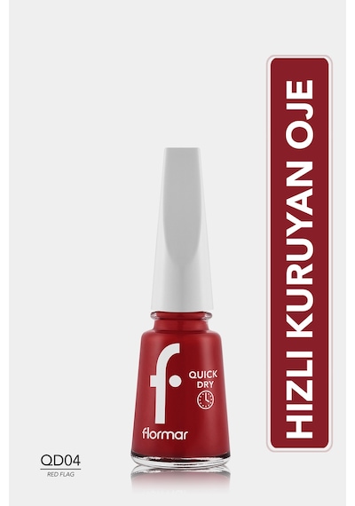 Quick Dry Hızlı Kuruyan İnce Yapılı & Parlak Bitişli Oje QD04 Red Flagn Ew