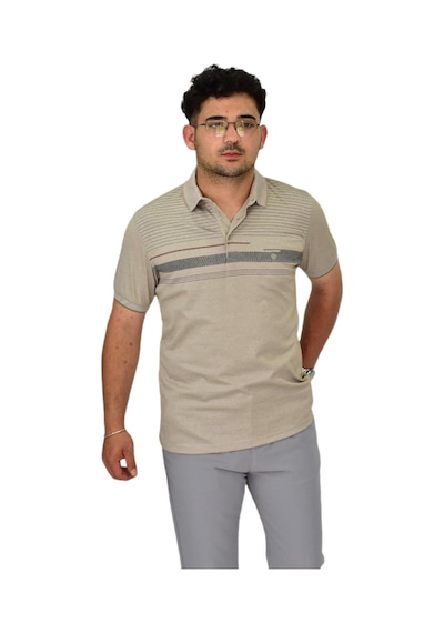 Erkek Polo Yaka Pano Çizgili Tişört T273 Bgl-st04592 Bej
