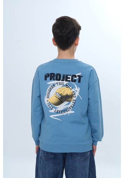 Toontoy Kids Toontoy Erkek Çocuk Göğüsü Tnty Yazı Baskılı Sweatshirt Mavi