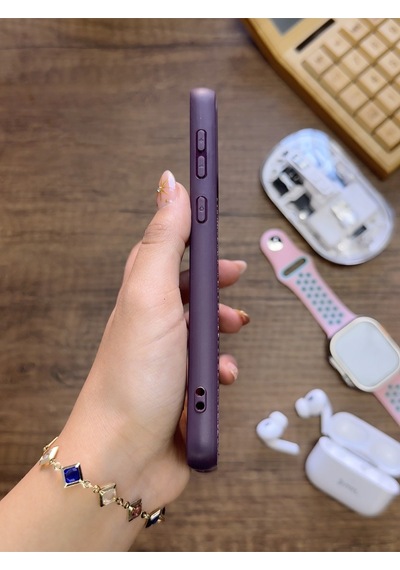Samsung Galaxy A33 Uyumlu Premium Deri Dokulu Darbelere Karşı Dayanıklı Nazal Silikon Kılıf Mor