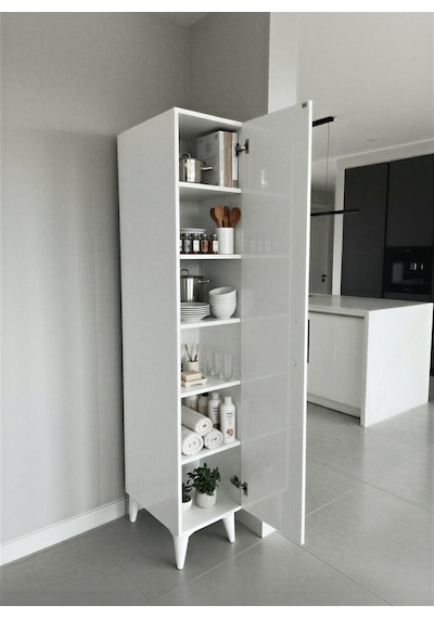 Aruat 6 Raf'lı Mutfak & Banyo Çok Amaçlı Kulanılabilen Kapaklı Dolap 30 161 Beyaz