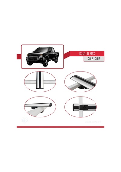 Isuzu D-max 2012-2015 İle Uyumlu Basic Model Ara Atkı Tavan Barı Gri 3 Adet