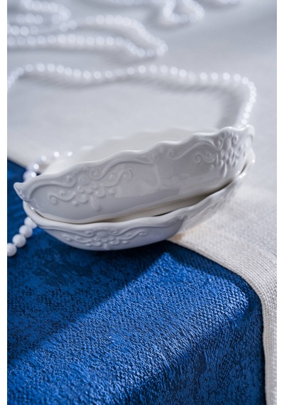 Acar King Oval Kayık Tabak - 13 Cm Beyaz