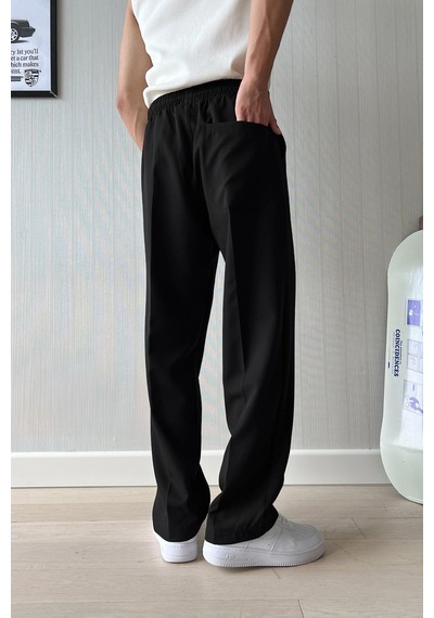 Flaw Atelier Timeless Bel Lastikli Kumaş Pantolon Siyah Siyah