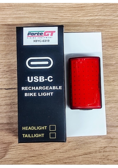 Forte Gt 6319 Bisiklet Ön Işık 250 Lümen Lityum Pilli Usb Şarjlı Yüksek Güçlü Far Kırmızı