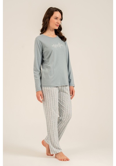 Arnetta Kadın Dream Create Love Yeşil Uzun Kol Pijama Takım Ar3778-s-v1 Ar3778-s-v1