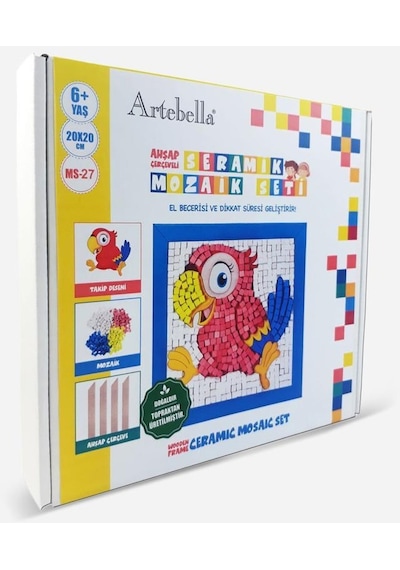 27 I Çocuk Ahşap Çerçeveli Seramik Mozaik Set 20x20 Cm