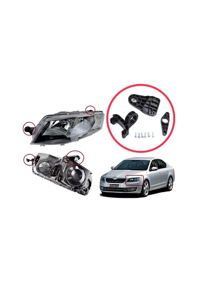 Skoda Octavia 3 5e 2012-2019 5e0998225 İçin Sol Ön Far Tamir Seti