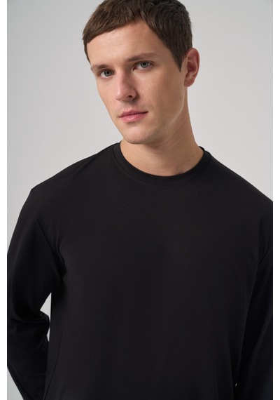 Morven Erkek Siyah Trend Bisiklet Yaka Rayon Sweatshirt 26ks063005001 Siyah