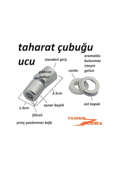 Taharat Çubuğu Ucu Prinç Taharet Borusu Ucu Metal