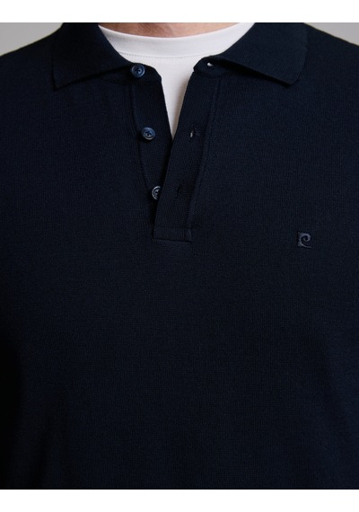Pierre Cardin Lacivert Slim Fit Düğmeli Polo Yaka Basic Triko Kazak 50333894-vr033