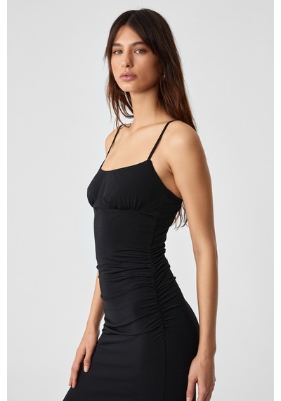 Ethıquet Carnao Kadın Askılı Yaka Kolsuz Slim Normal Paça Siyah Elbise