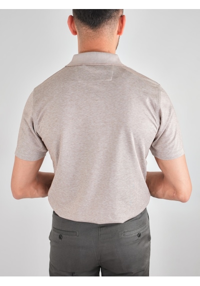 Erkek Yakalı Cepli Penye Bej Baba Tshirt Bej