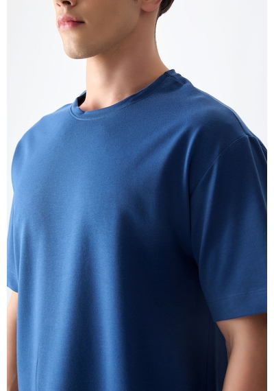 Air Jones Tommy Life Parlament Pamuklu Kalın Yumuşak Dokulu Oversize Fit Basic Erkek T-shirt - 88377 Parlament