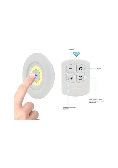 3lü Uzaktan Kumandalı Pilli Yapışkanlı Kablosuz Led Spot Lambalar