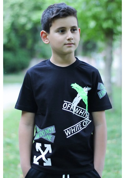 Markahit X Baskılı %100 Pamuk Erkek Çocuk T-shirt 9-16 Yaş SIYAH