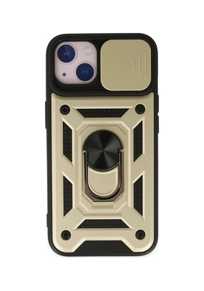 Apple iPhone Uyumlu , 14 Kılıf Pars Lens Yüzüklü Silikon - Gold