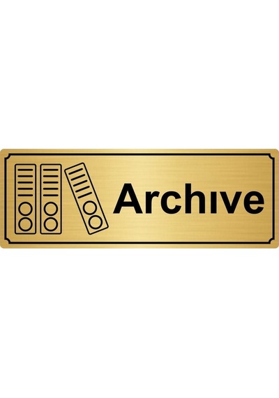 Altın Renk Metal Archive Yönlendirme Levhası 7cmx20cm