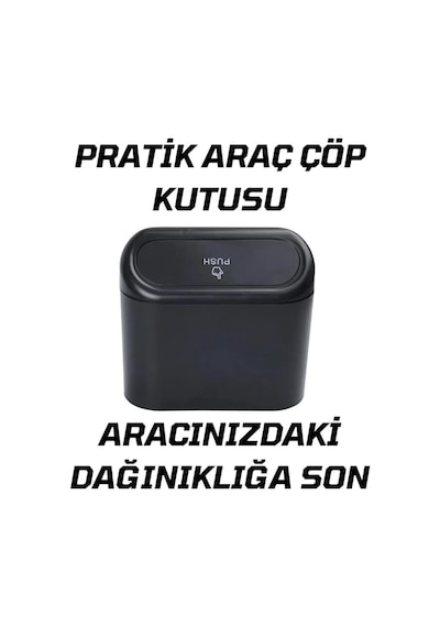 Luti Concept Oto Çöp Kutusu Siyah Portatif Araç İçi Taşınabilir Kapaklı Organizer Aksesuar Araba Çöp Konanası Diğer