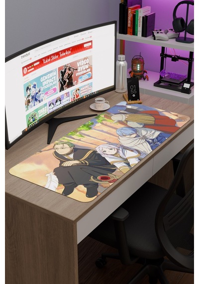 Sousou No Frieren Anime V1 - 90x40 Xxl Gaming Kauçuk Kaymaz Taban Mouse Pad Fare Altlığı