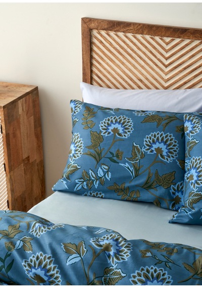 Bella Maison %100 Pamuk Saten Arora Çift Kişilik Nevresim Takımı Mavi 200x220 Cm Mavi