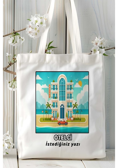Art Hediye Otelci Baskılı Bez Omuz Çantası Kişiye Özel Model 12 Çok Renkli